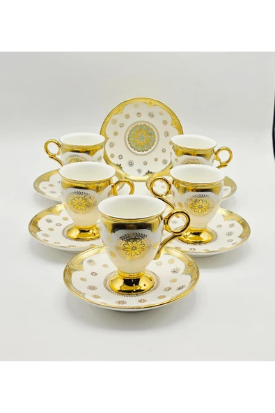 Bycomo BY COMO LÜX OSMANLI MOTİFLİ VİNTAGE PORSELEN KAHVE FİNCAN 12 Parça & 6 Kişilik ürün görseli 1
