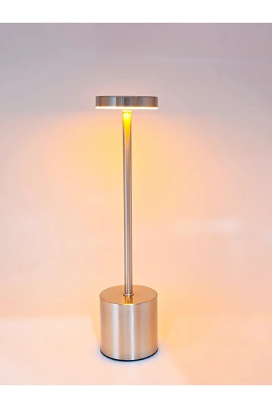 Furkan 3 Renk Yanma Modlu Gümüş Renk Masa Lambası - Resim 2