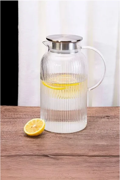 Lavin Borosilikat Metal Kapaklı Cam Sürahi - 2000 ML ürün görseli 1