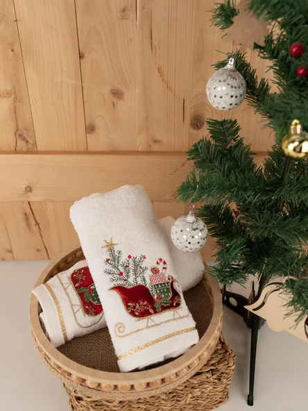 Pamuklu 2'li 45x70 cm Nakışlı Desenli Hediyelik Havlu Seti Baveno - Resim 11