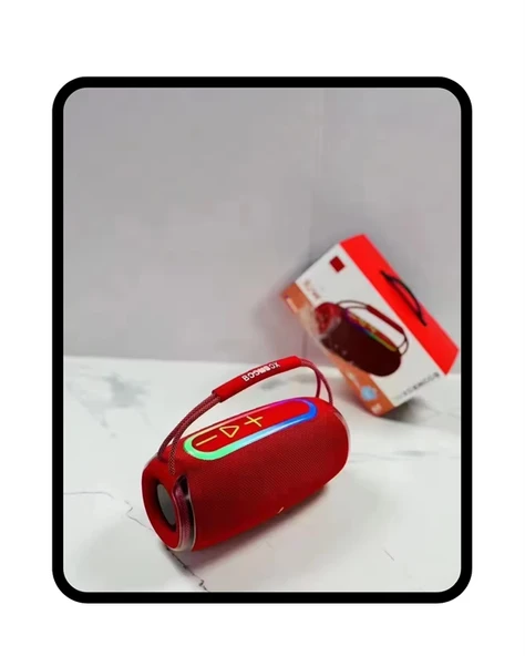 360 RGB LED'li Taşınabilir Bluetooth Hoparlör – Kırmızı, USB/TF Destekli - 2