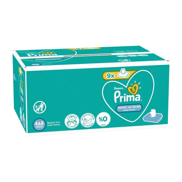 Temiz ve Ferah Islak Havlu Mendil 9'Lu 468 Yaprak