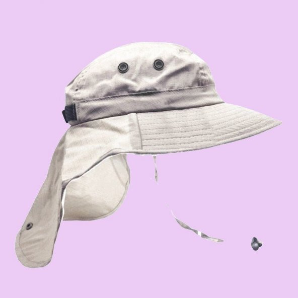 Kırık Beyaz Renk Ayarlanabilir ve Dayanıklı Safari Güneş Şapkası