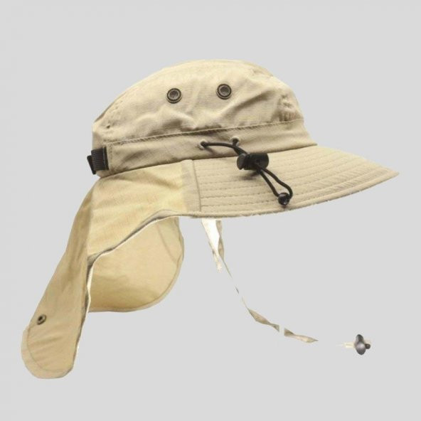 Buğday Renk Ayarlanabilir ve Dayanıklı Safari Güneş Şapkası