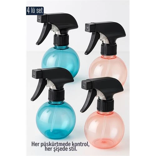 Boş Sprey Şişe 4 x 250 ml 4 ADET 250 ml Renkli Sprey Şişe – 4’lü Çok Amaçlı Set ürün görseli 1