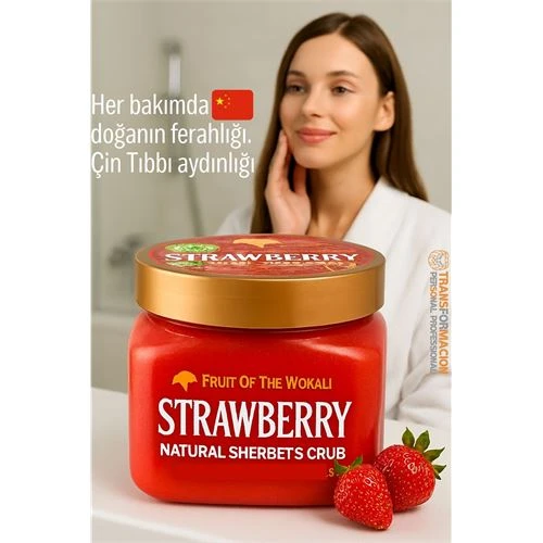 Profesyonel Çilek Doğal Peeling Tüm Vücut Scrub 600 ml