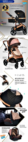 8'in 1 Yeni Doğan Set Baby Home 946 Travel Sistem Bebek Arabası 560 Bebek Oyun Parkı Yatak Beşik - 6
