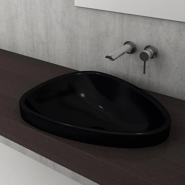 Bocchi 1112-005-0125 Etna Tezgah Üstü Lavabo Parlak Siyah 58 Cm - 2