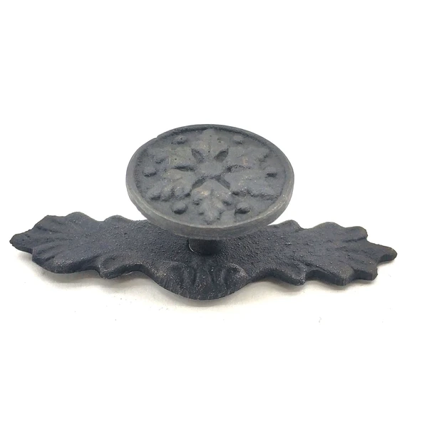 Antika Tarz Dekoratif Pirinç Çiçek Düğme  27x70 mm, Oksit