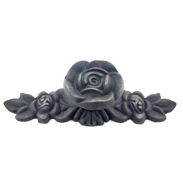 Antika Tarz Dekoratif Pirinç Gül Düğme  30x100 mm, Oksit