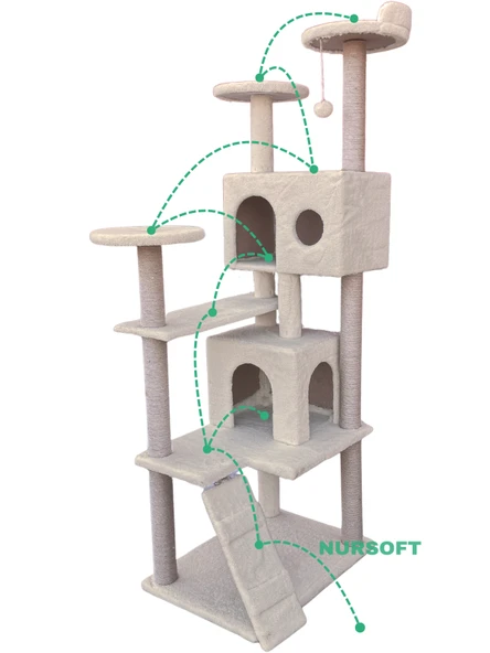 Nursoft Kule Kedi Evi Tırmalama - Resim 2