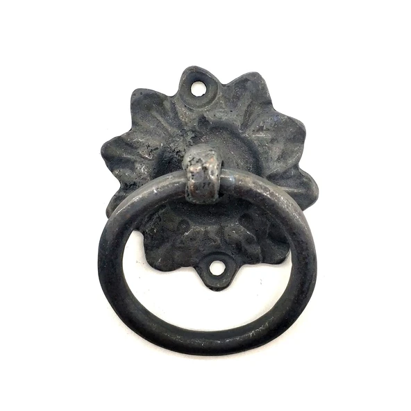 Antika Tarz Dekoratif Pirinç Çiçek Mobilya Kulbu, Kapı Kilit Halkası  50mm, Oksit