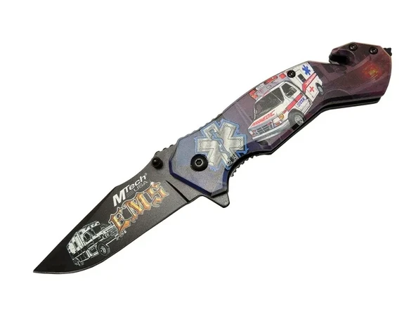 Mtech 4 23 5 İlkyardım Kurtarma / Kamp Çakı 20cm  Yarı , Kemerlikli, Cam Kırma Ve İp Kesme Aparatlı