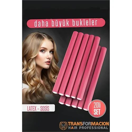 Sosis Latex Bigudi  Isısız Saç Bigudisi 17 mm 20 Adet