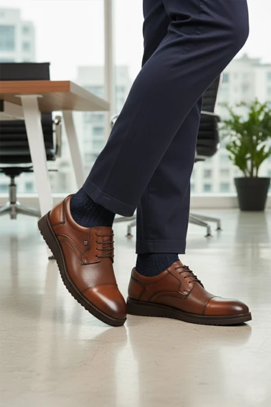 Fosco Taba Hakiki Deri Erkek Klasik Ayakkabı 2991 M - Resim 3