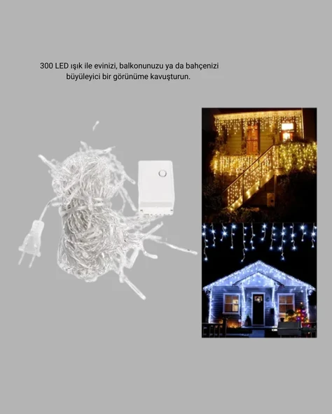 3x3 Metre Perde LED Işık – Parti ve Bahçe Dekorasyonu - 2