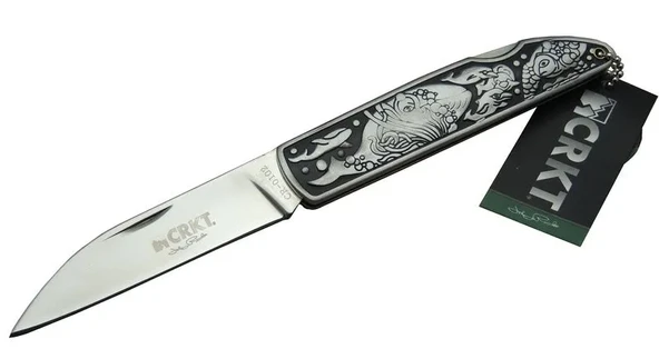 CRKT CR 0102 Kamp Çakı 20 cm Balık Desenli Metal Sap, Kılıflı, Kutulu