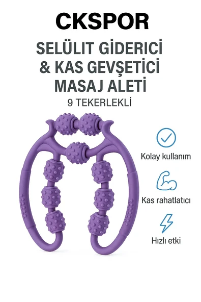9 Tekerlekli Masaj Aleti Selülit Giderici, Kas Rahatlatıcı ve Kan Dolaşımı Destekleyici Roller - 6