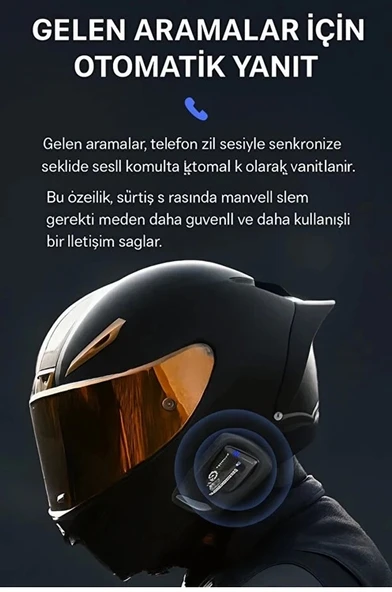 Y11 Bluetooth Kulaklık Mikrofonlu Motosiklet Kulaklığı İntercom Bt 5.3 - 5