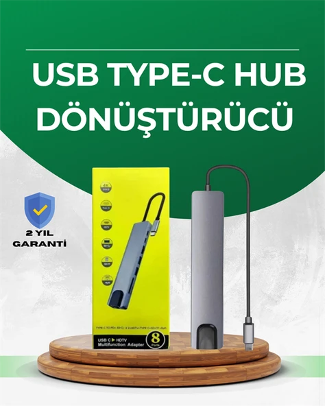 Type‑C Dönüştürücü – 2×USB3.0, SD/MS, 4K HDMI & RJ45 ile Profesyonel Kullanım