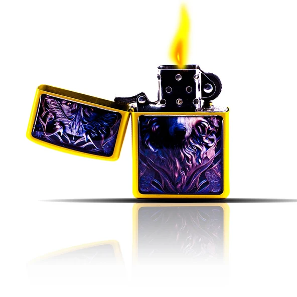 Kurt Desenli Sarı Benzinli Çakmak ürün görseli