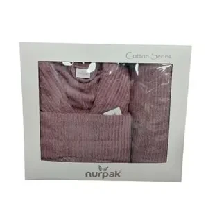 Nurpak Tek Kişilik Bornoz Seti Şalyaka-Ekol Mürdüm (Beden L-XL)