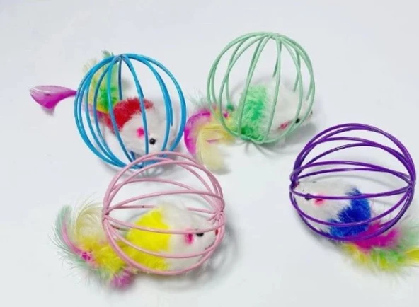 Kafesli Fareli Kedi Köpek Oyun Topu ürün görseli