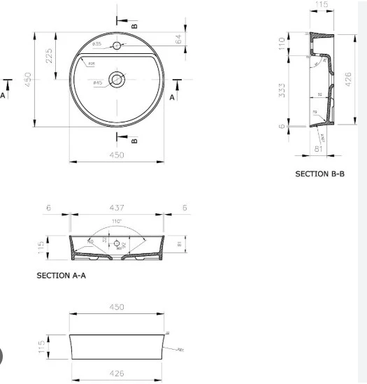 Bocchi Sottile Slim Batarya Banklı Lavabo 45 cm Mat Gri 1599-006-0126 - 2