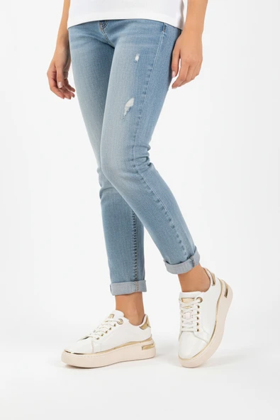 Ayakmod Beyaz Bağcıklı Hafif Esnek Kadın Sneaker Lady 028 Z