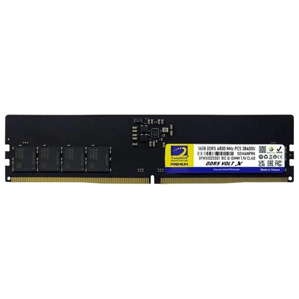 <![CDATA[TWINMOS 16GB DDR5 4800MHZ CL40 PC RAM VALUE TMD516GB4800U40]]>