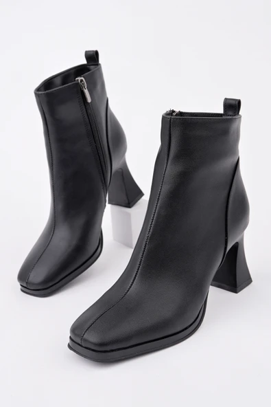 Muggo CELİNA Küt Burun Fermuarlı Topuklu Kadın Bot - Resim 10