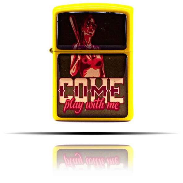 Retro Come Play With Me Sarı Benzinli Çakmak - 1
