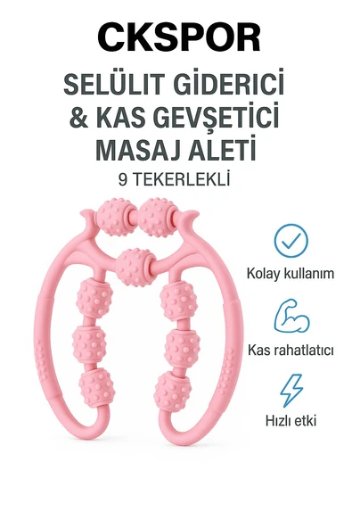 9 Tekerlekli Masaj Aleti Selülit Giderici, Kas Rahatlatıcı ve Kan Dolaşımı Destekleyici Roller - 4
