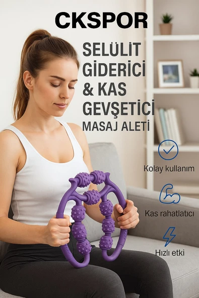 9 Tekerlekli Masaj Aleti Selülit Giderici, Kas Rahatlatıcı ve Kan Dolaşımı Destekleyici Roller - 5