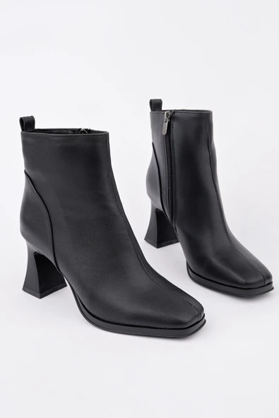 Muggo CELİNA Küt Burun Fermuarlı Topuklu Kadın Bot - Resim 9