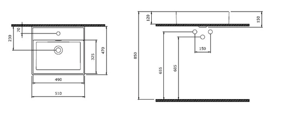 Bocchi Milano Lavabo 50 cm Tezgahüstü Parlak Beyaz 1644-001-0126 - 4