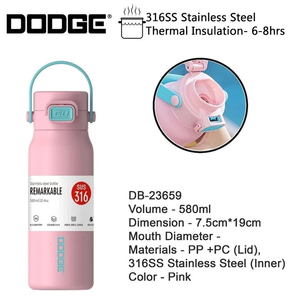Dodge Çelik Termos Matara 580Ml Pembe - 10
