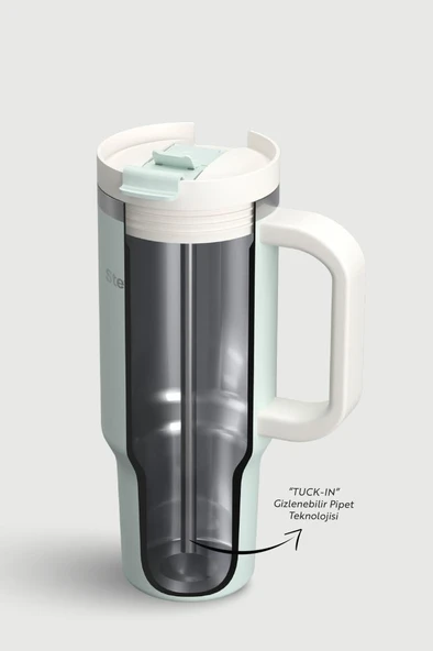 Stevig 2 Moods Tuck-in Tumbler Sızdırmaz Çelik Termos 900 ML Sprout Green ST-240 - Resim 5