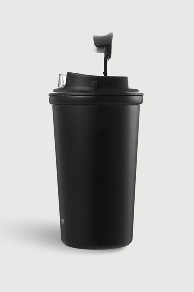 Stevig 4 Work Flip Open Coffee Mug Çelik Termos 400 ML Black ST-250 - Resim 5