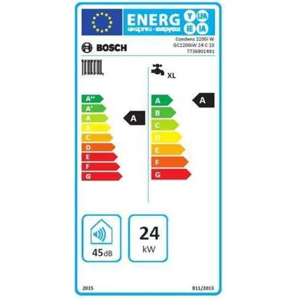 Bosch Condense 2200iW 24 kW Yoğuşmalı Bacalı Kombi Enerji Tasarruflu Çevre Dostu Isıtma Sistemi - Resim 5