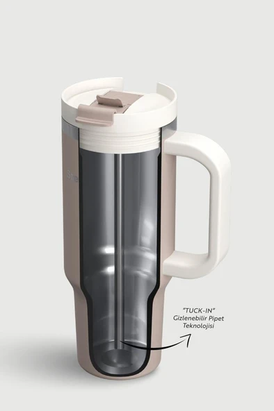 Stevig 2 Moods Tuck-in Tumbler Sızdırmaz Çelik Termos 900 ML Pure Cashmere ST-243 - Resim 5