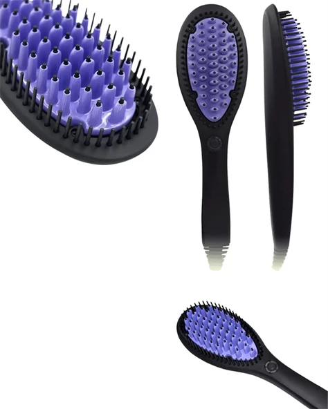 Siyah Renk Seramik Elektrikli Saç Düzleştirici Fırça – 210°C Isı Ayarı - 4