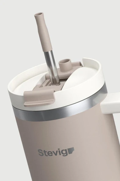 Stevig 2 Moods Tuck-in Tumbler Sızdırmaz Çelik Termos 900 ML Pure Cashmere ST-243 - Resim 4