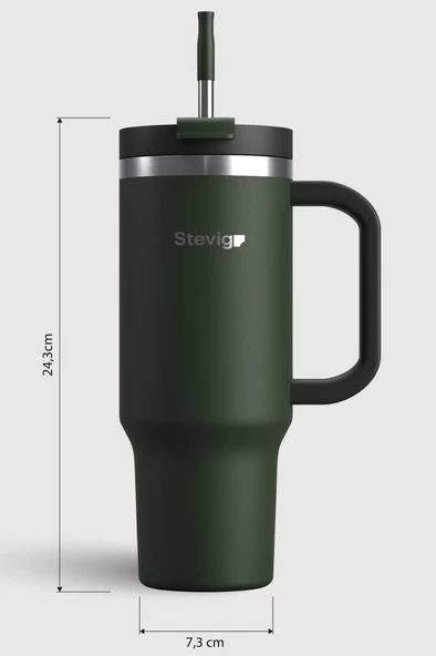 Stevig 2 Moods Tuck-in Tumbler Sızdırmaz Çelik Termos 900 ML Green ST-237 - Resim 7