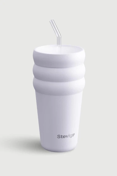 Stevig 3 Bubble Two-Cap Straw Tumbler Çelik Termos 600 ML Lilac Hint ST-245 ürün görseli