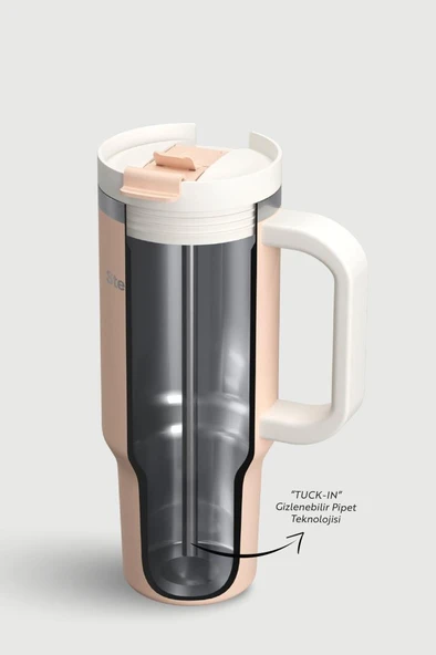 Stevig 2 Moods Tuck-in Tumbler Sızdırmaz Çelik Termos 900 ML Bisque ST-239 - Resim 5