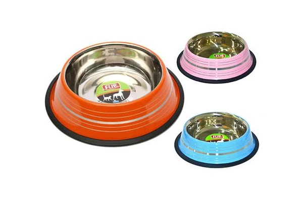 Flip Kedi ve Köpekler İçin Şeritli Mama ve Su Kabı 16 Oz.  480ml ürün görseli