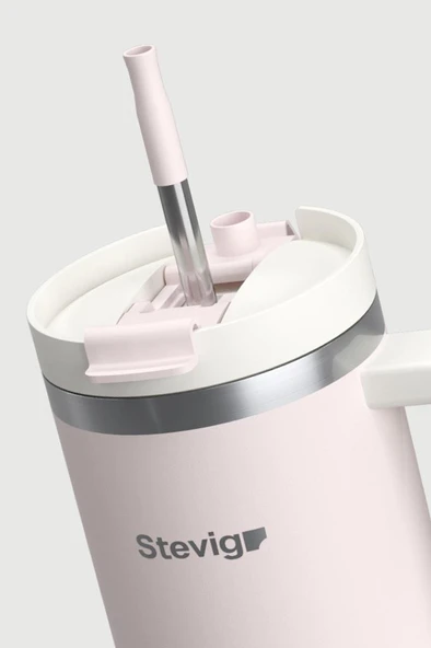 Stevig 2 Moods Tuck-in Tumbler Sızdırmaz Çelik Termos 900 ML Petal Pink ST-241 - Resim 4