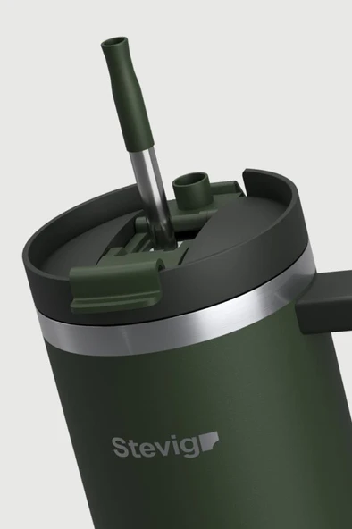 Stevig 2 Moods Tuck-in Tumbler Sızdırmaz Çelik Termos 900 ML Green ST-237 - Resim 4
