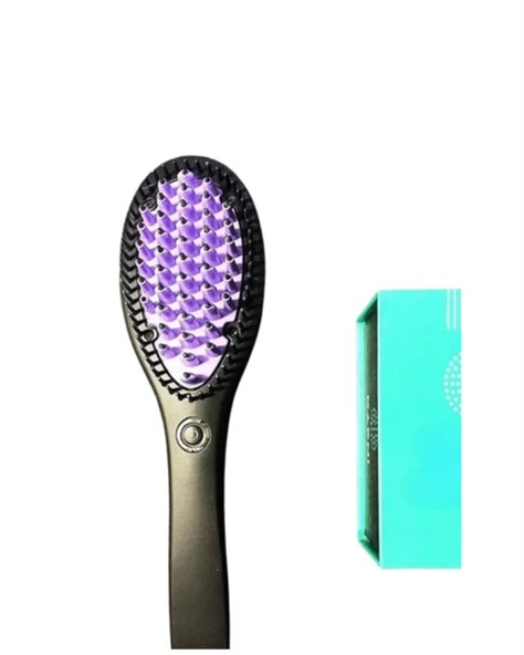 Siyah Renk Seramik Elektrikli Saç Düzleştirici Fırça – 210°C Isı Ayarı